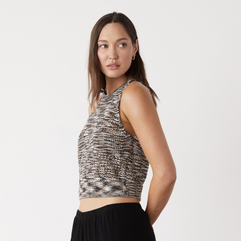 MONROW SPACE TIE-DYE CROCHET RACER TANK