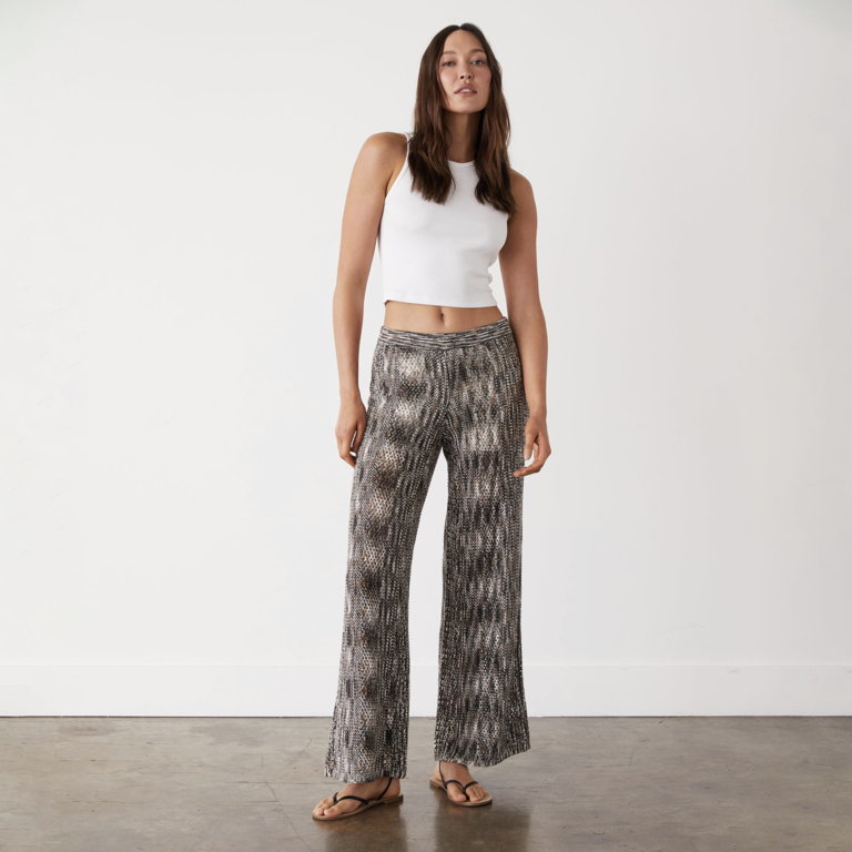 MONROW SPACE-DYE CROCHET WIDE LEG PANT