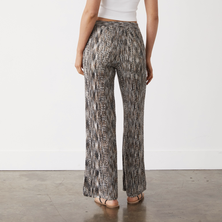 MONROW SPACE-DYE CROCHET WIDE LEG PANT