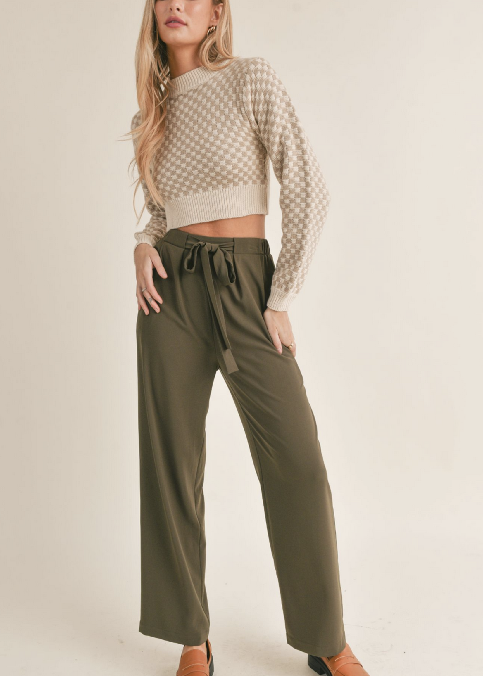 SAGE THE LABEL GREAT THINGS GINGHAM CROP SWEATER