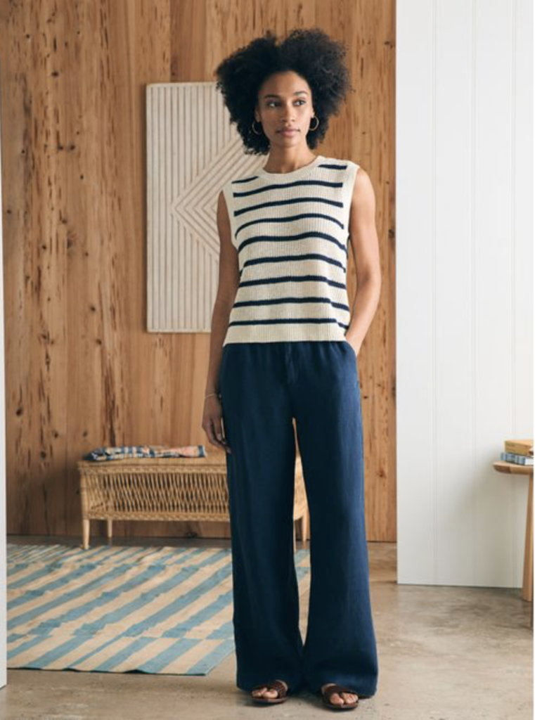 FAHERTY MIRAMAR LINEN MUSCLE TOP
