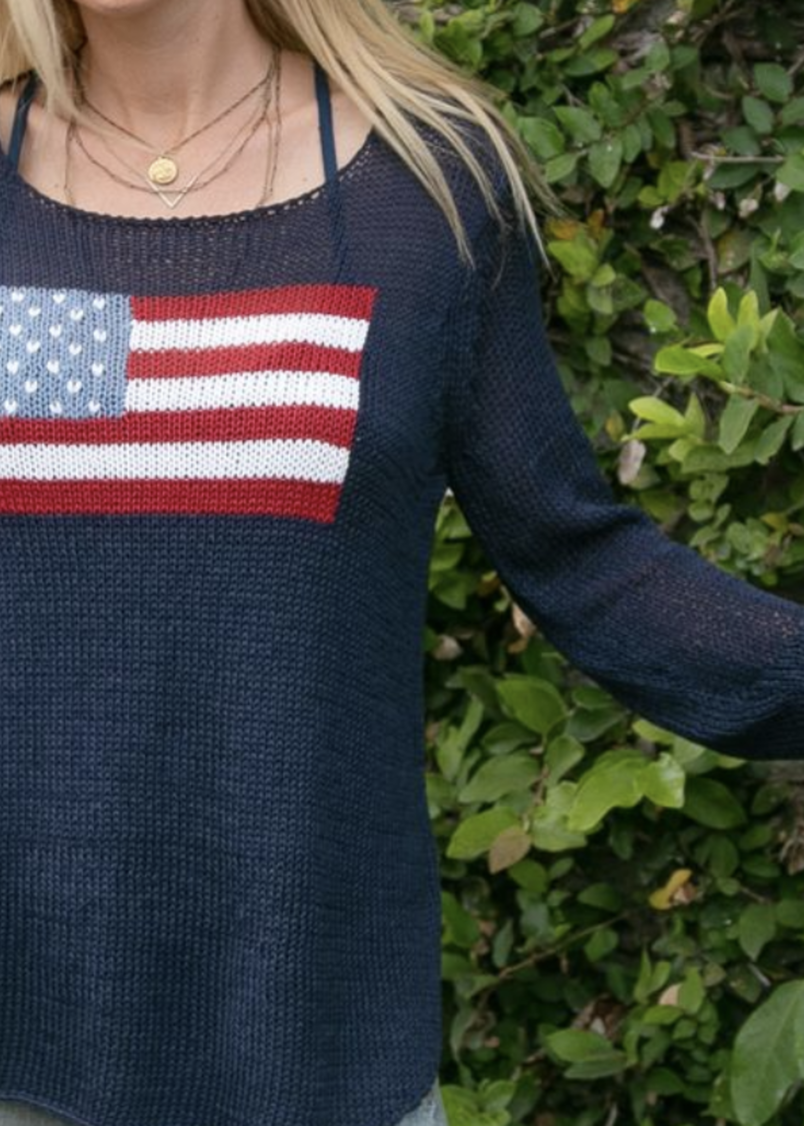 WOODEN SHIPS FLAG CREW COTTON SWEATER