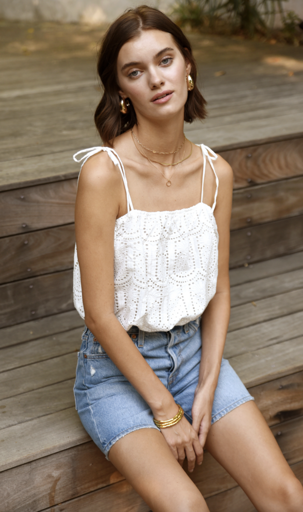LUCY EYELET PINEAPPLE BUBBLE TOP