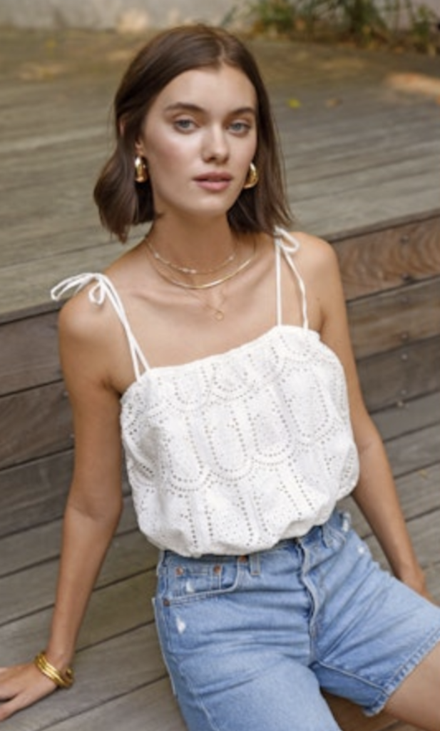 LUCY EYELET PINEAPPLE BUBBLE TOP
