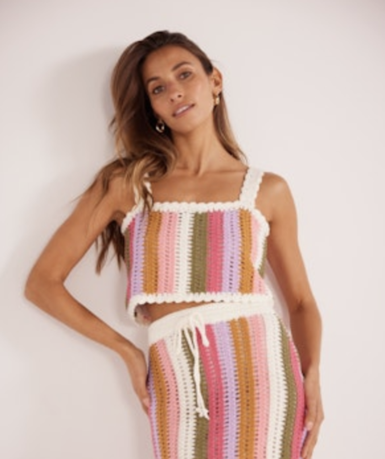 MINKPINK LITO STRIPE CROCHET TOP