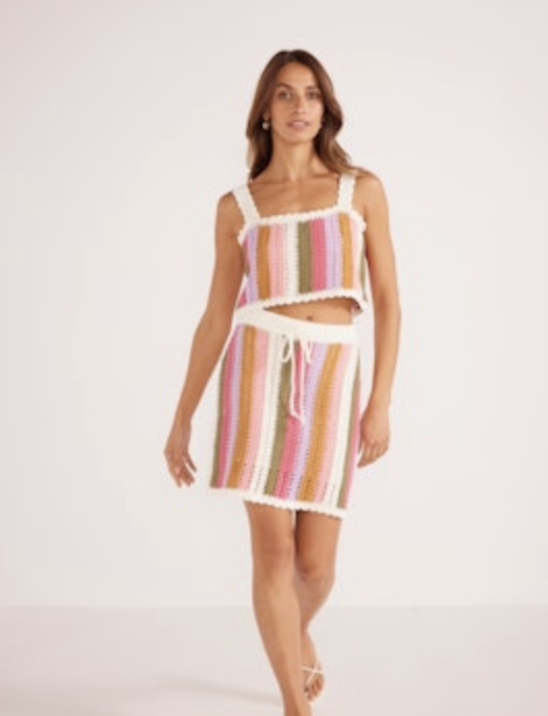 MINKPINK LITO STRIPE CROCHET TOP