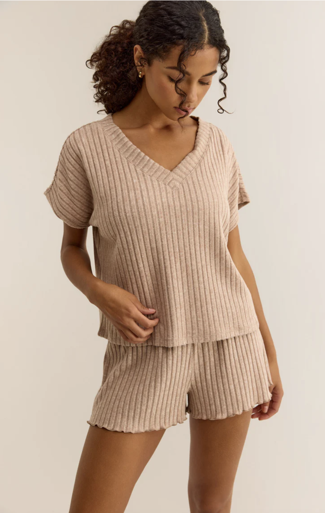 Z SUPPLY LOUNGE HARPER RIB V-NECK TOP