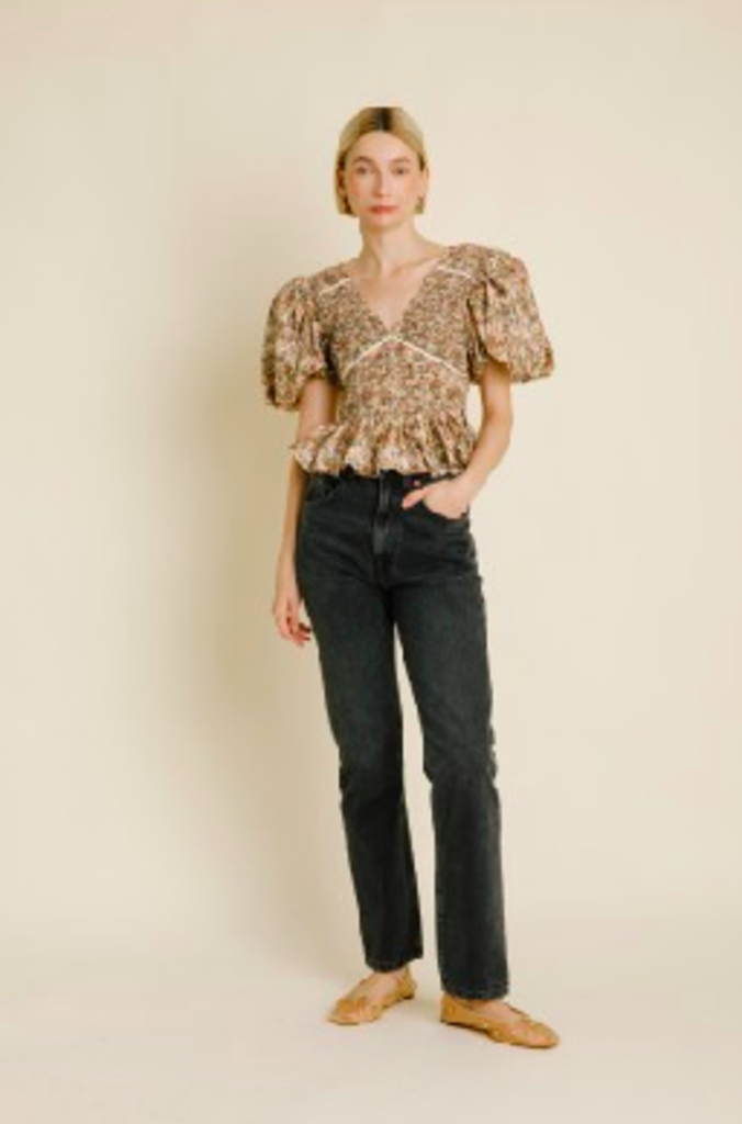 AUREUM COMBO BINDING PEPLUM TOP