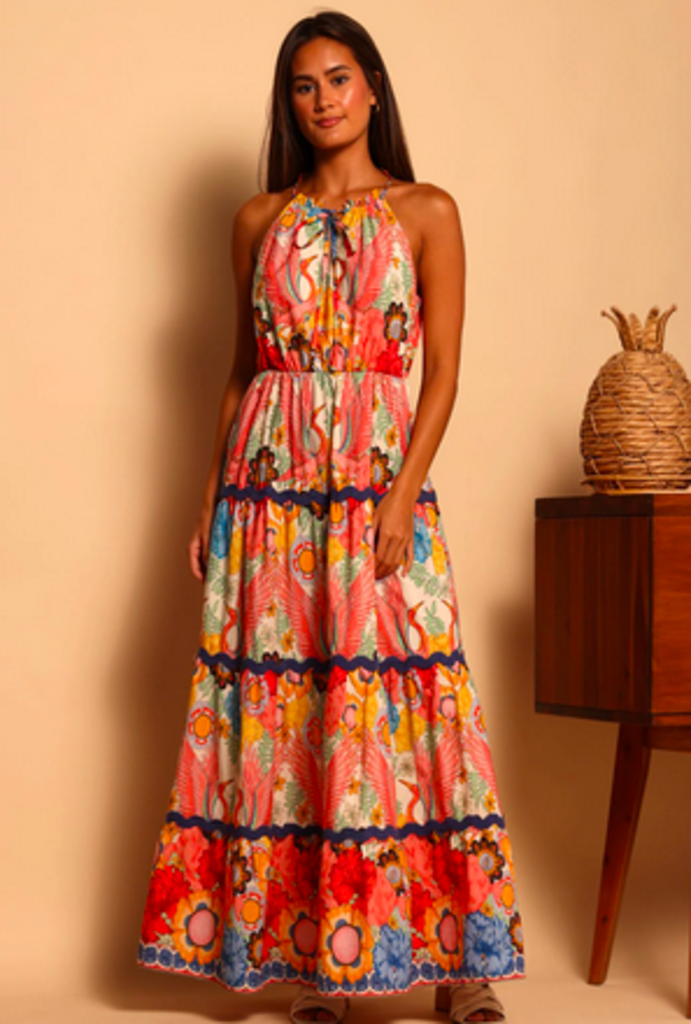SHORE HIGH NECK BORDER DRESS