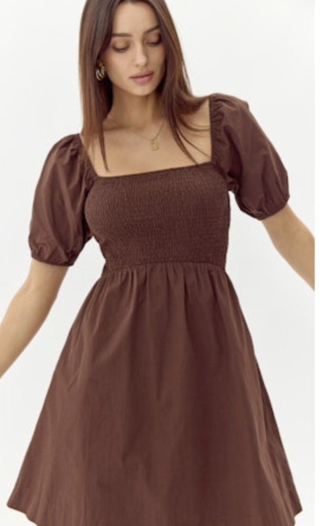 EISIE POPLIN SMOCKED MINI DRESS