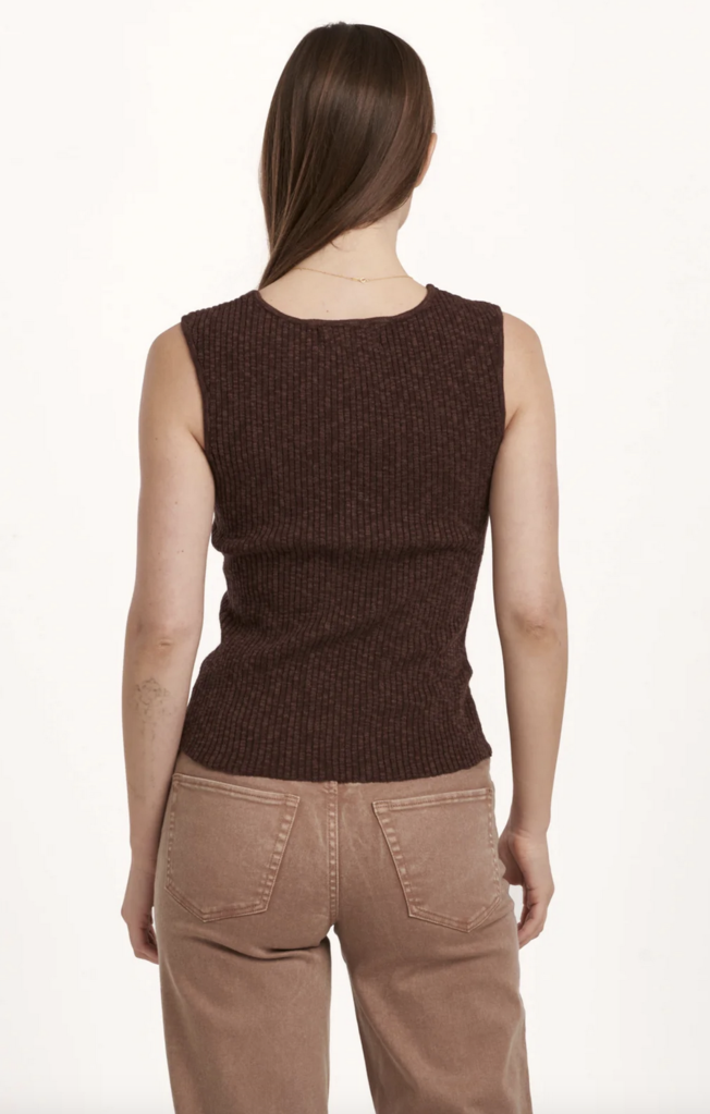 DEAR JOHN NEOMI RIBBED DECOLLETE NECK TANK