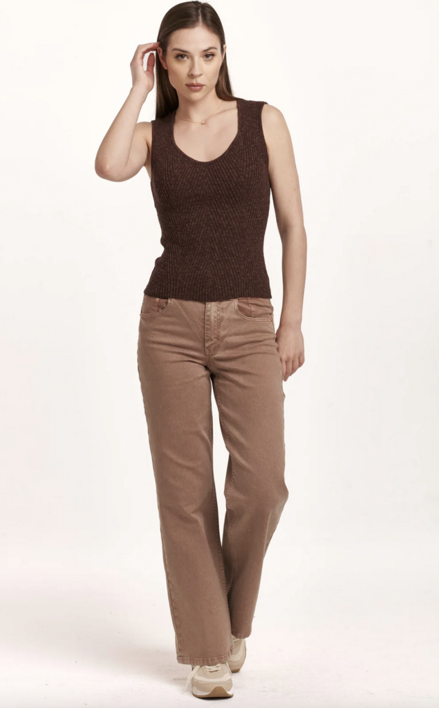 DEAR JOHN NEOMI RIBBED DECOLLETE NECK TANK