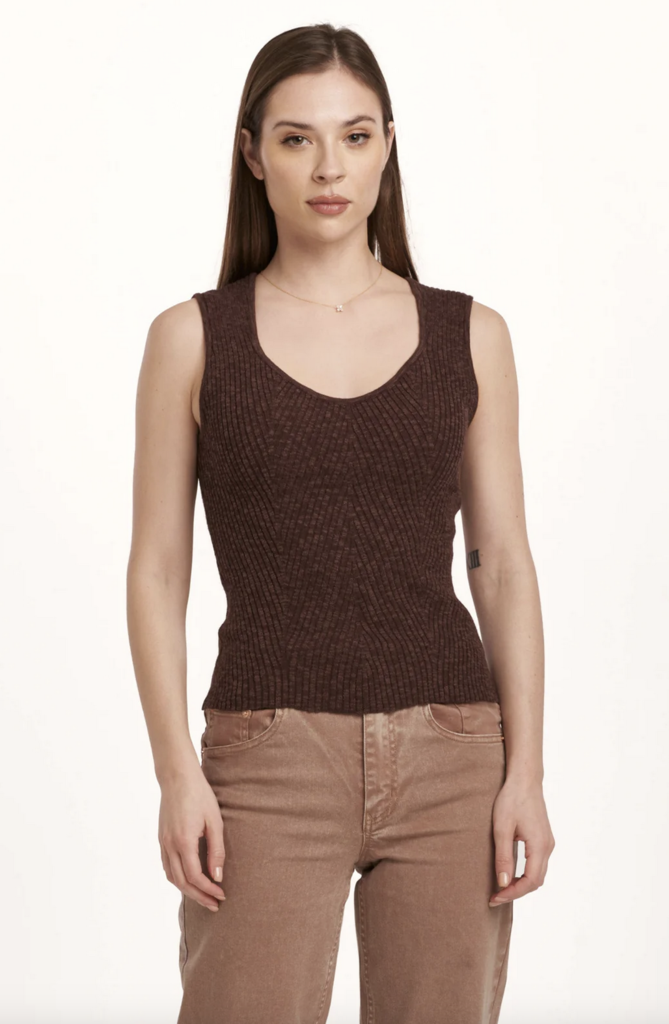 DEAR JOHN NEOMI RIBBED DECOLLETE NECK TANK