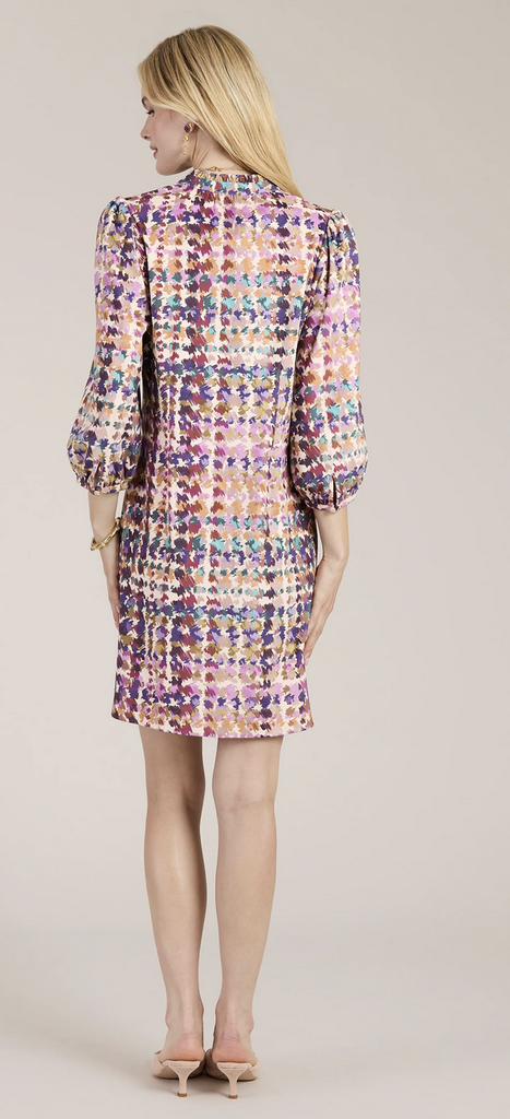 SHERRI CONFETTI FAUX SUEDE PLAID DRESS