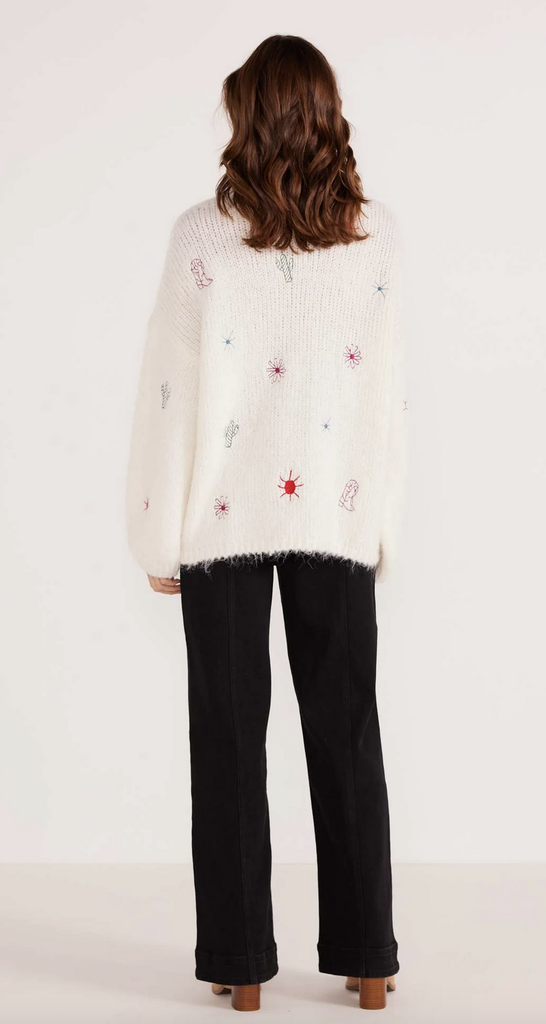 MINKPINK ROSALIE MOTIF KNIT SWEATER