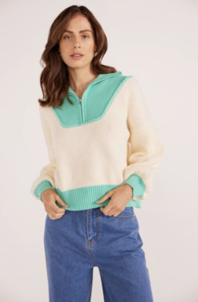 MINKPINK MIA 1/4 ZIP KNIT SWEATER