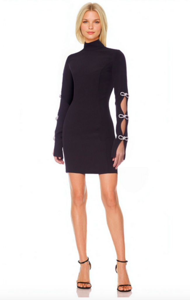 JEWEL BADGLEY MISCHKA BEVERLY LONG SLEEVE MOCK NECK DRESS