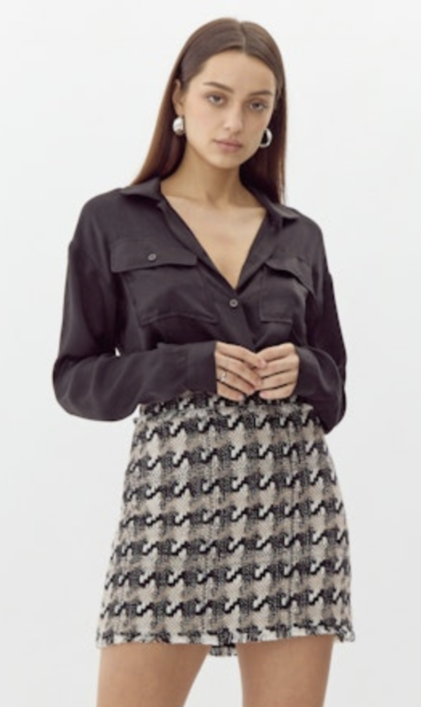 LENNY HOUNDSTOOTH TWEED MINI SKIRT