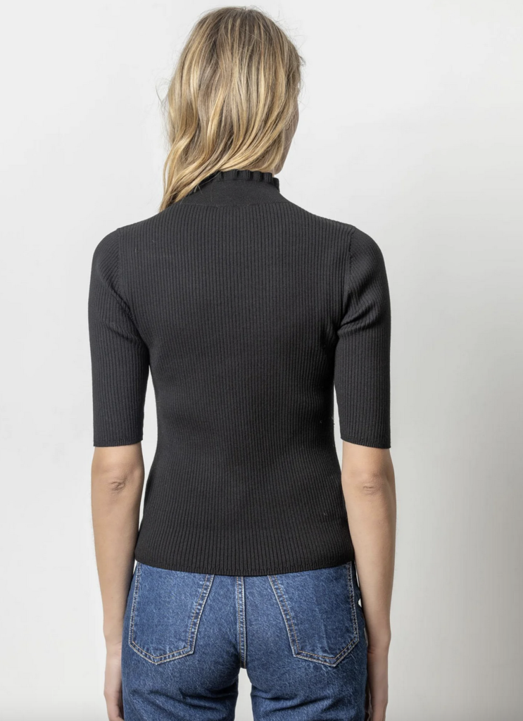 RUFFLE MOCK NECK SWEATER