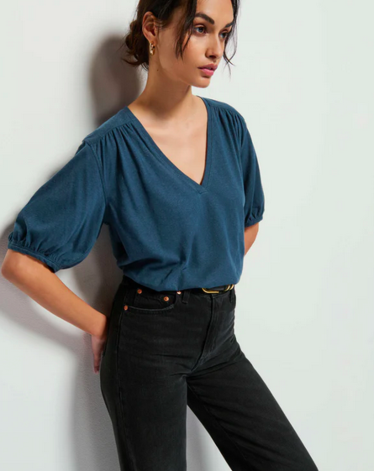 NATION LTD EDIE SHIRRED SHOULDER TOP