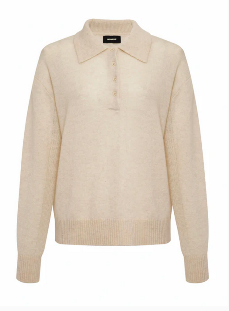 MONROW CASHMERE POLO SWEATER