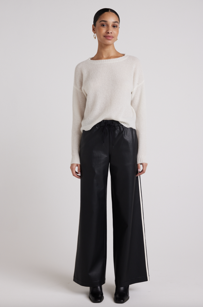 BELLA DAHL COATED FAUX LEATHER WIDE LEG PANT