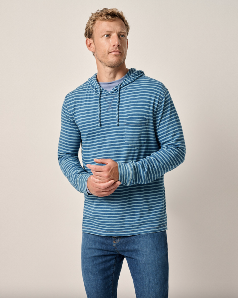 JOHNNIE-O ZEUS STIPED COTTON HOODIE