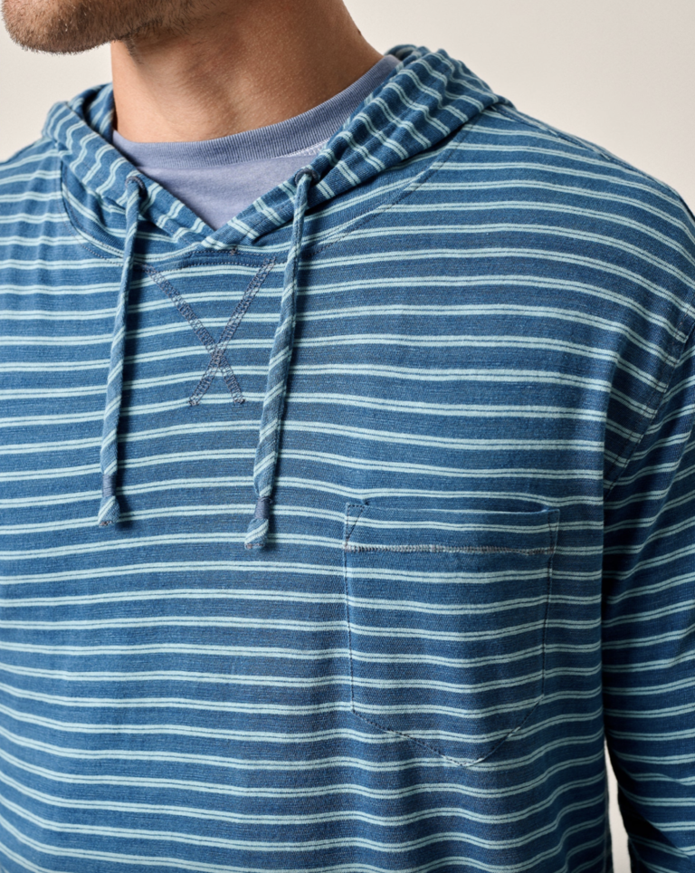 JOHNNIE-O ZEUS STIPED COTTON HOODIE