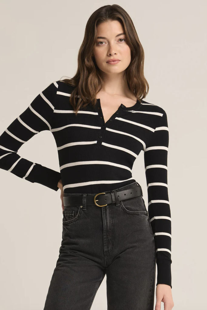 Z SUPPLY SCARLETT RIB STRIPE HENLEY