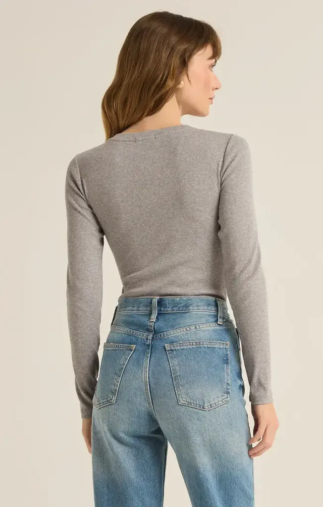 Z SUPPLY SAMARA RIB HENLEY L/S BODYSUIT
