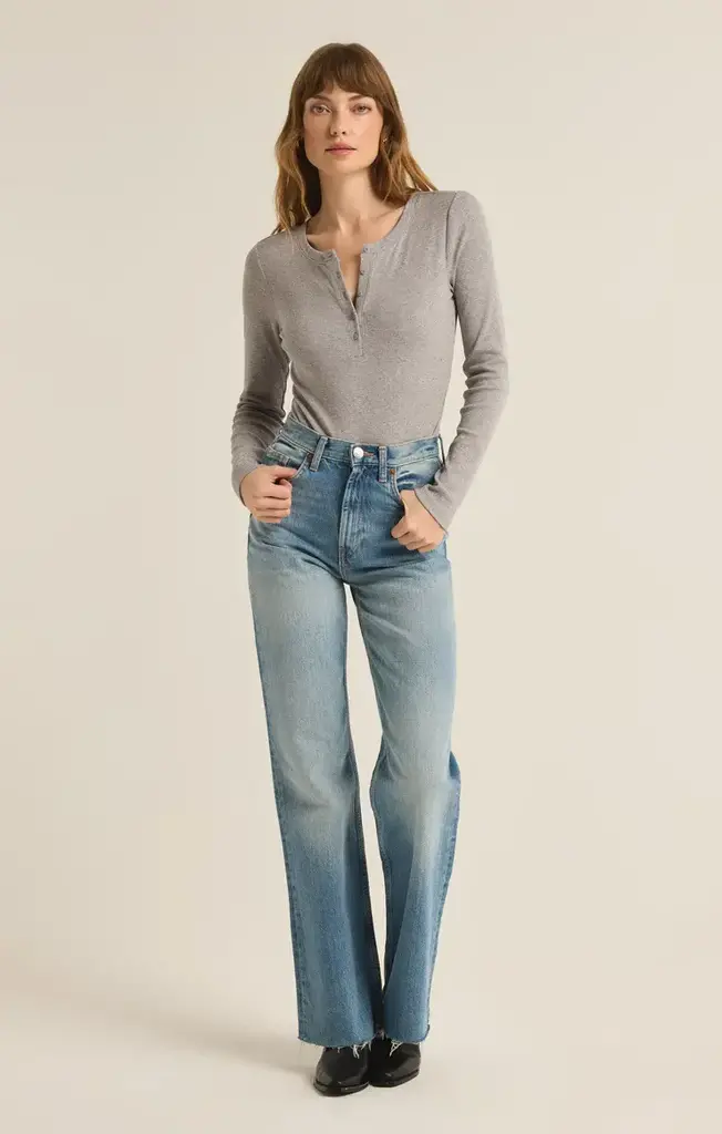 Z SUPPLY SAMARA RIB HENLEY L/S BODYSUIT
