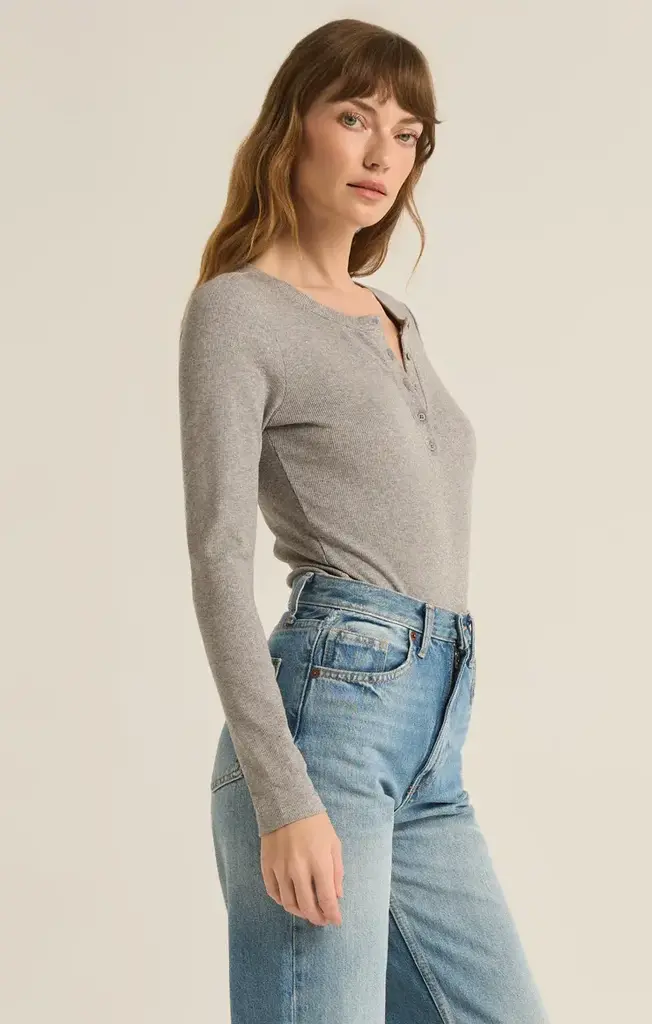 Z SUPPLY SAMARA RIB HENLEY L/S BODYSUIT