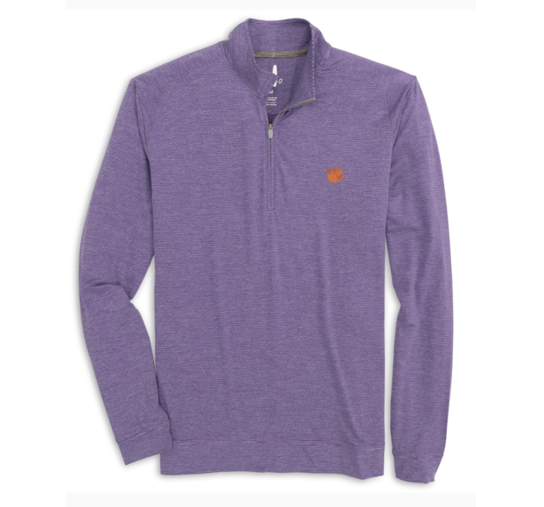 JOHNNIE-O CLEMSON VAUGHN STRIPED PERFORMANCE 1/4 ZIP