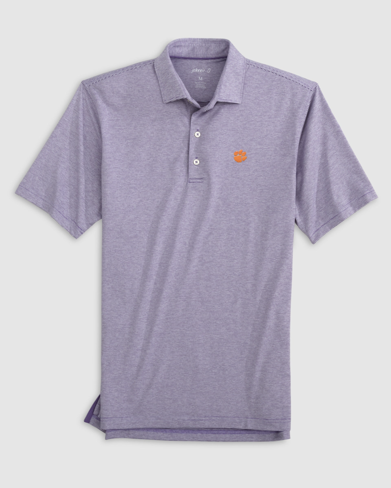 JOHNNIE-O CLEMSON LYNDONN STRIPED PERFORMANCE POLO