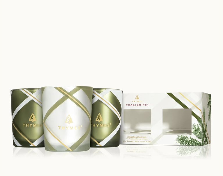 FRASIER FIR FROSTED PLAID AROMATIC VOTIVE TRIO