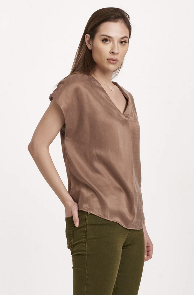 DEAR JOHN KRISTEN V NECK SHORT SLEEVE RELAXED FIT TOP