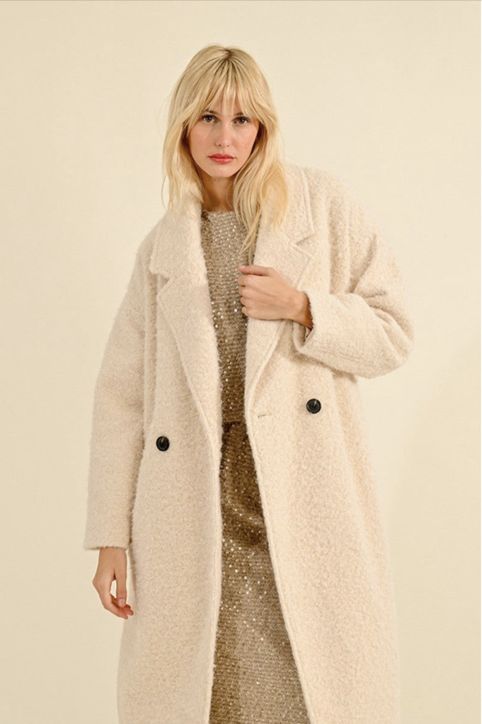 MOLLY BRACKEN LONG SHEEPSKIN EFFECT COAT