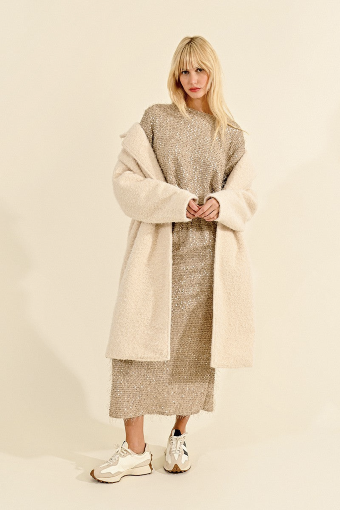 MOLLY BRACKEN LONG SHEEPSKIN EFFECT COAT