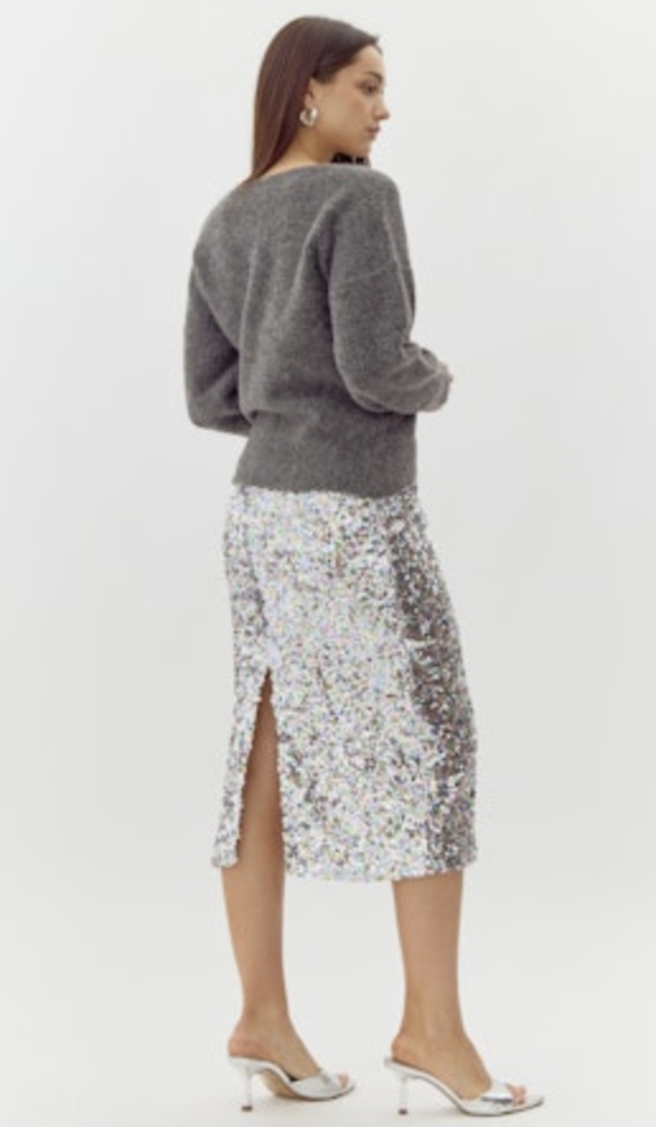 LACEY SEQUINS MIDI SKIRT