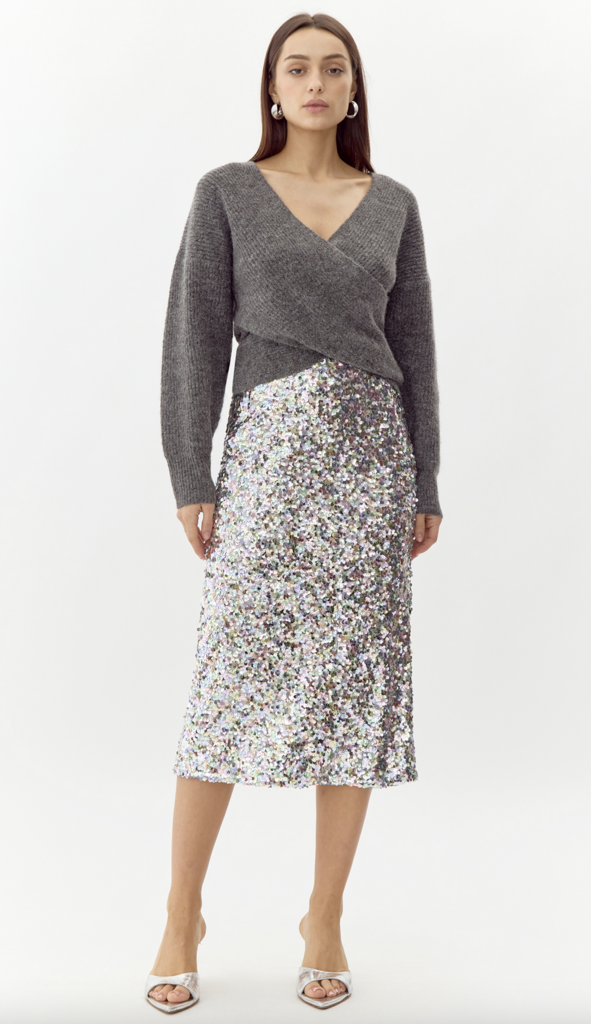LACEY SEQUINS MIDI SKIRT