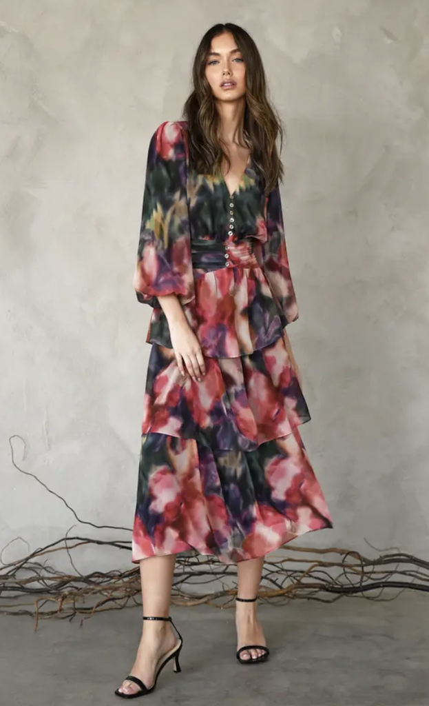 CHERLY TIERED MIDI DRESS