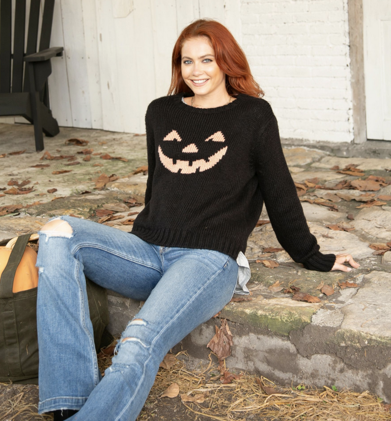 WOODEN SHIPS JACK-O-LANTERN CREW CHUNKY SWEATER