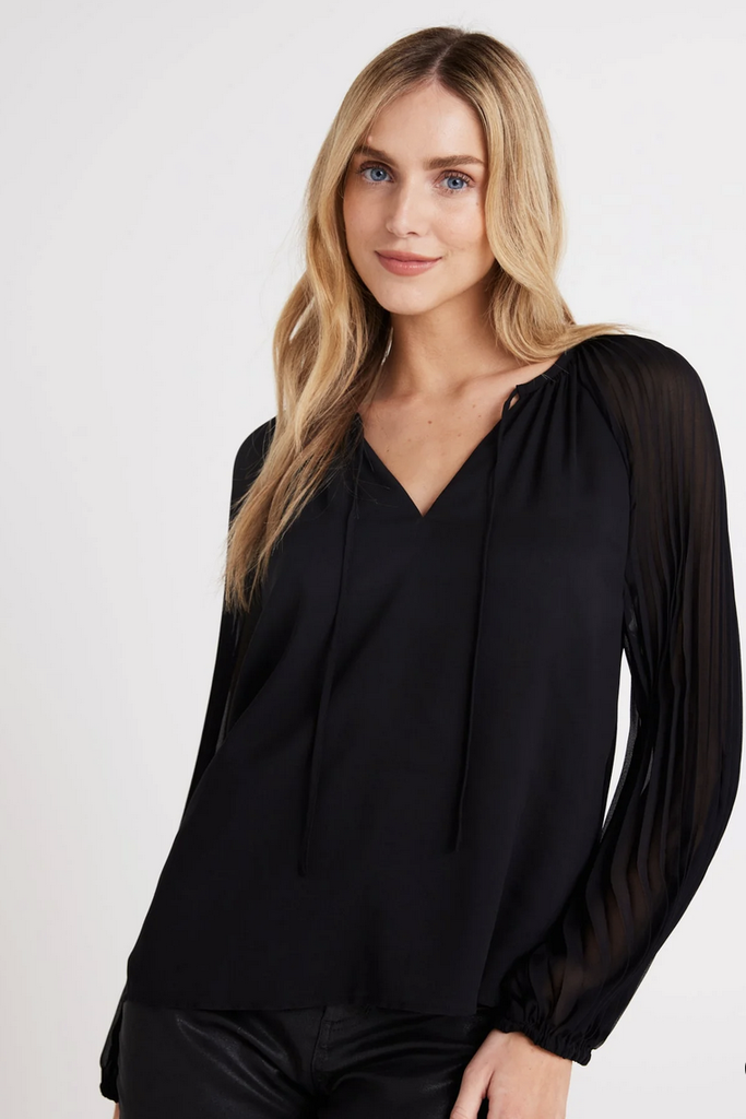 BELLA DAHL PLEATED SLEEVE RAGLAN PULLOVER