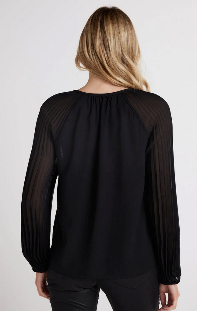 BELLA DAHL PLEATED SLEEVE RAGLAN PULLOVER