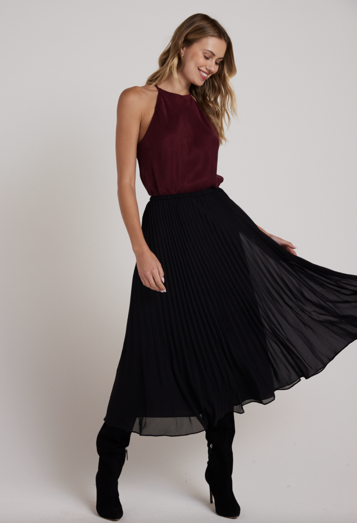 BELLA DAHL SUNBURST PLEAT CHIFFON MIDI SKIRT