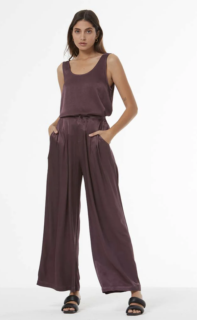 YOUNG FABULOUS & BROKE DANA HEAVY SATIN SCOOP TANK