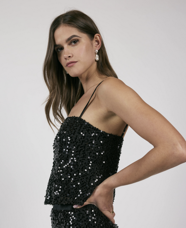 SAGE THE LABEL SPLENDOR SEQUIN CROP TOP