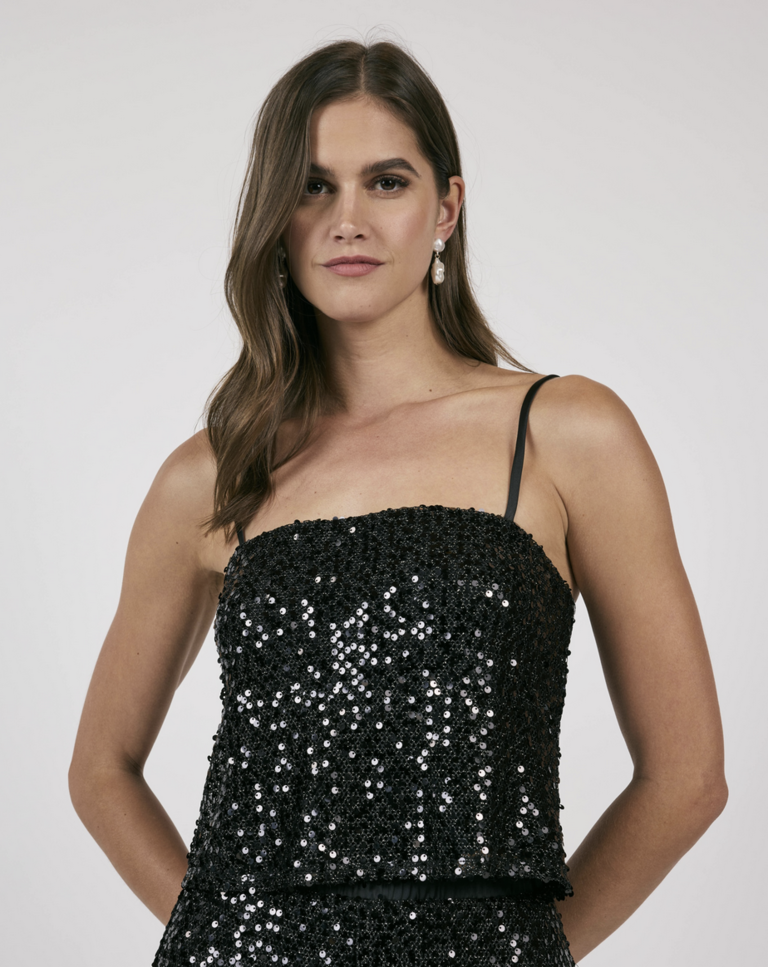 SAGE THE LABEL SPLENDOR SEQUIN CROP TOP