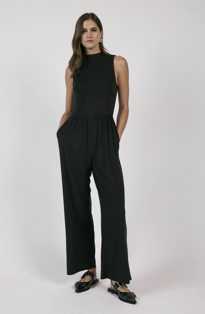 SAGE THE LABEL SEE ME NOW CORSET STYLE KNIT JUMPSUIT