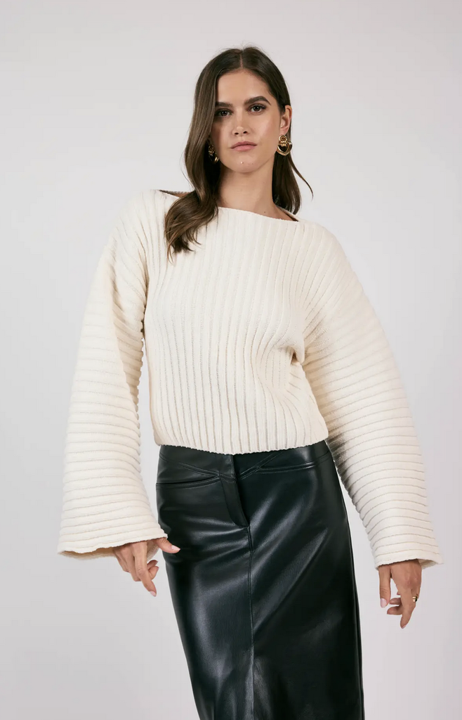 SAGE THE LABEL GREATER GOOD BOAT NECK RIBBED SWEATER